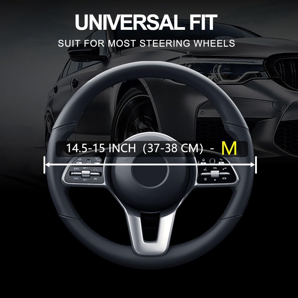 Leather Car Steering Wheel Cover, Non-Slip Car Wheel Cover(Beige) - Image 4