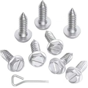 8PCS License Plate Screws for Car, Bolts, Stainless Fasteners (Silver, 8 PCS)