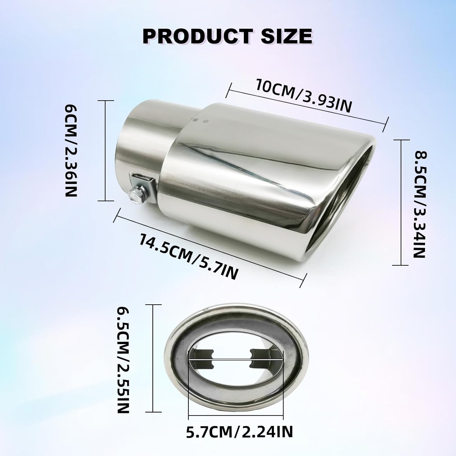 Stainless Steel Car Exhaust Tip, 2.5" to 3.3"(Silver #Straight) - Image 3