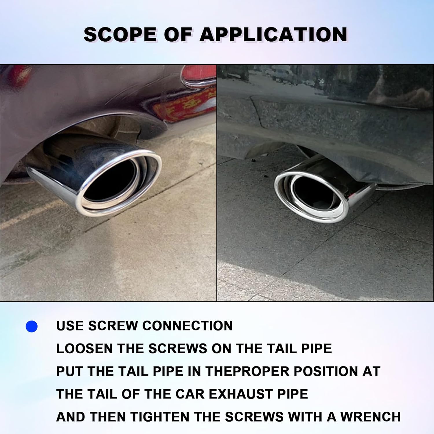 Stainless Steel Car Exhaust Tip, 2.5" to 3.3"(Silver #Straight) - Image 5