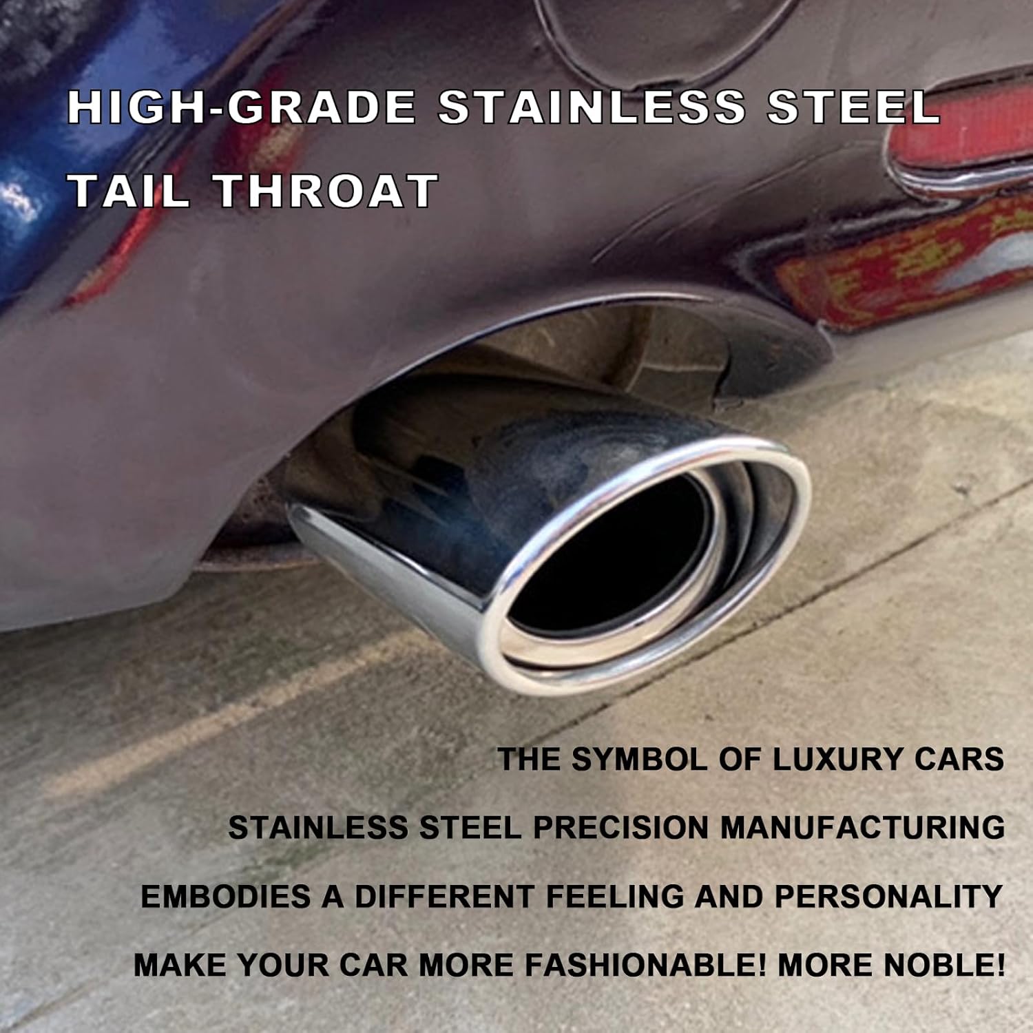 Stainless Steel Car Exhaust Tip, 2.5" to 3.3"(Silver #Straight) - Image 4