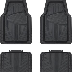 4-Piece Premium Rubber Floor Mat for Cars, SUVs and Trucks, Black