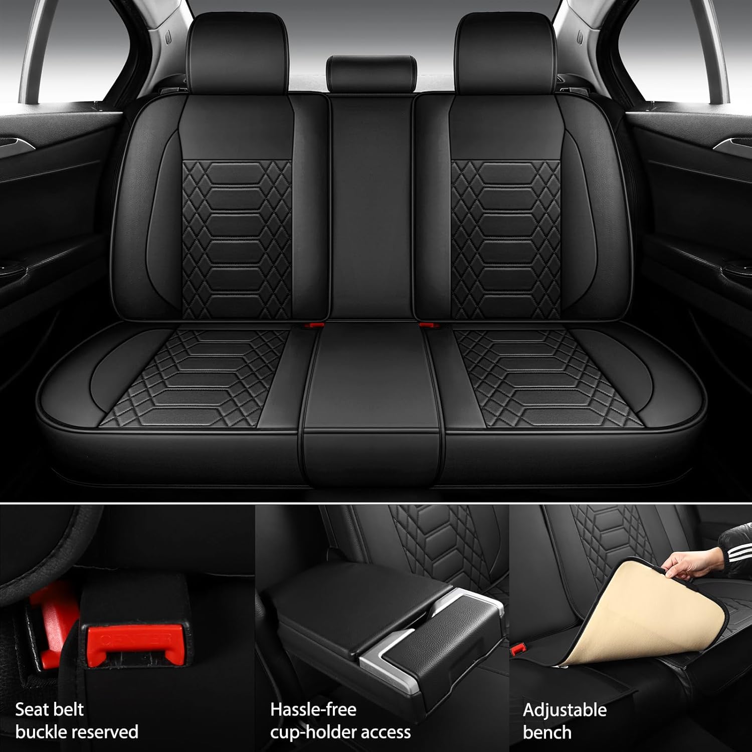 Car Seat Covers Leather, Seat Cover Full Set Waterproof Automotive Cushion - Image 3